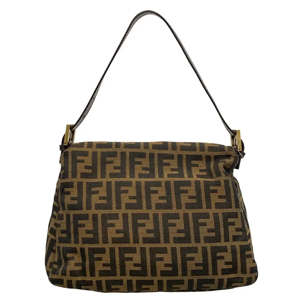 Fendi Mamma bucket / Zucchino pattern Handbag Brown Dark Brown Jacquard Leather